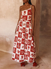 Floral Trim Unique Printed Graceful One Shoulder Flared Maxi Dress InsStreet